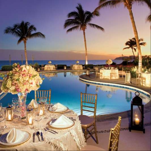 poolside dinner table